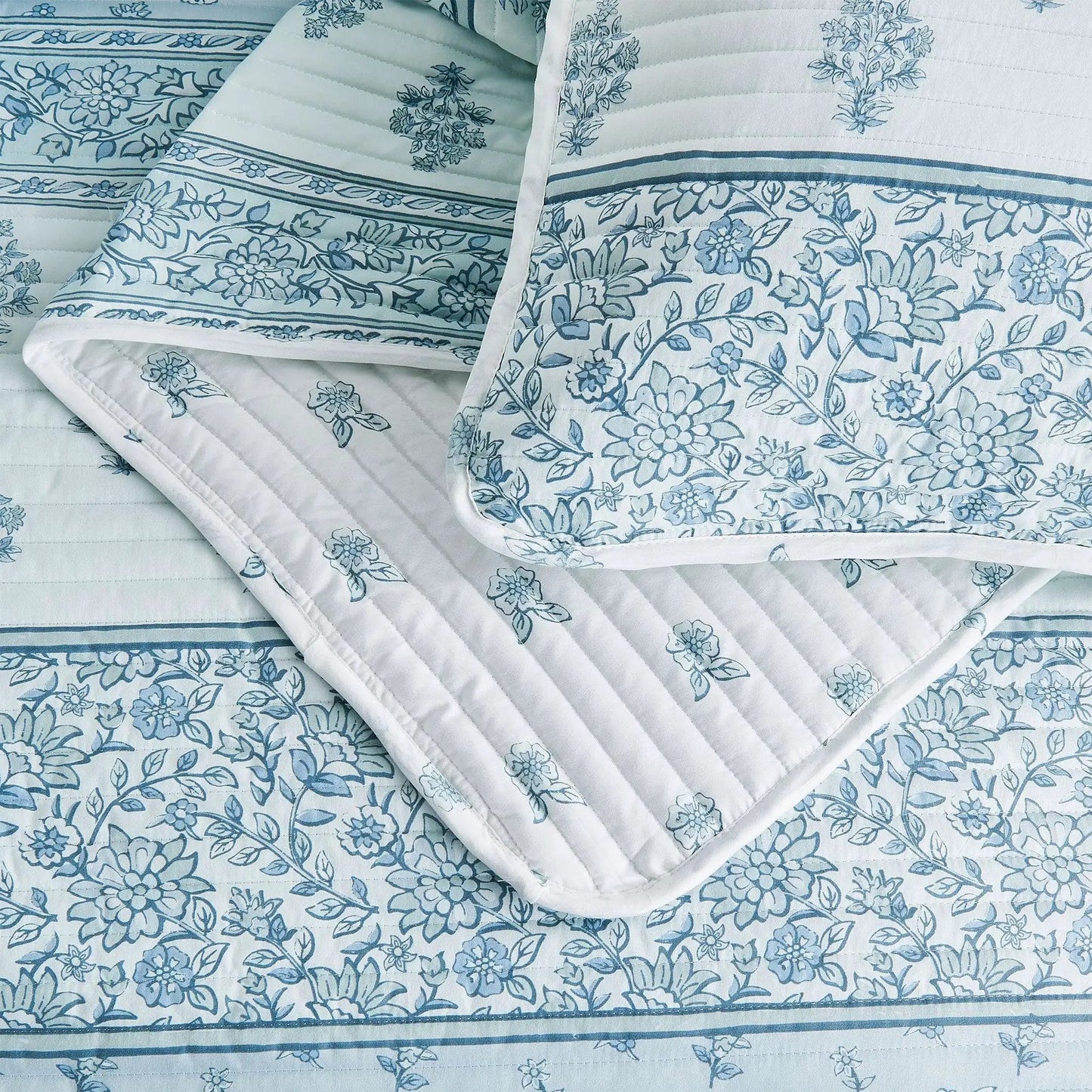 Floral Striped Microfiber Quilt Set - Hermine Collection from PriceLows™