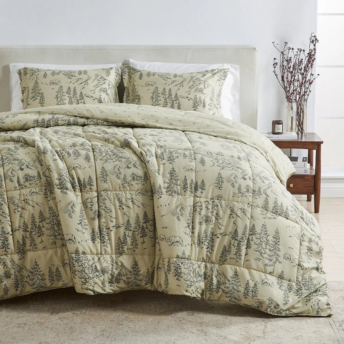Reversible Christmas Comforter and Sham Set - Holiday / Lodge Odette Collection from PriceLows™