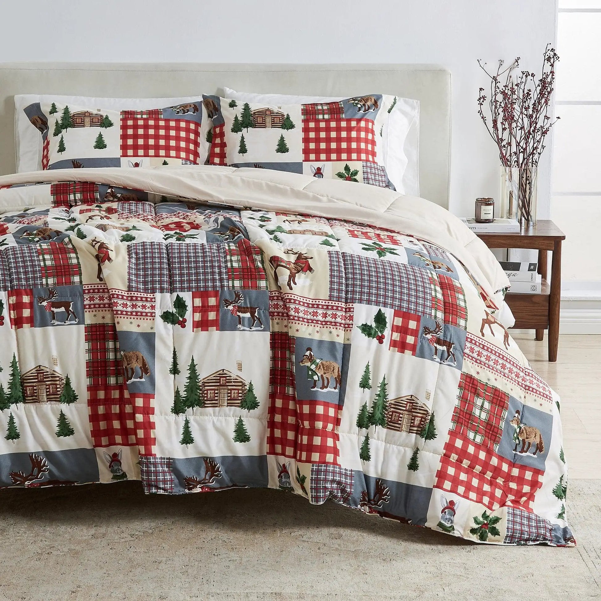 Reversible Christmas Comforter and Sham Set - Holiday / Lodge Odette Collection from PriceLows™