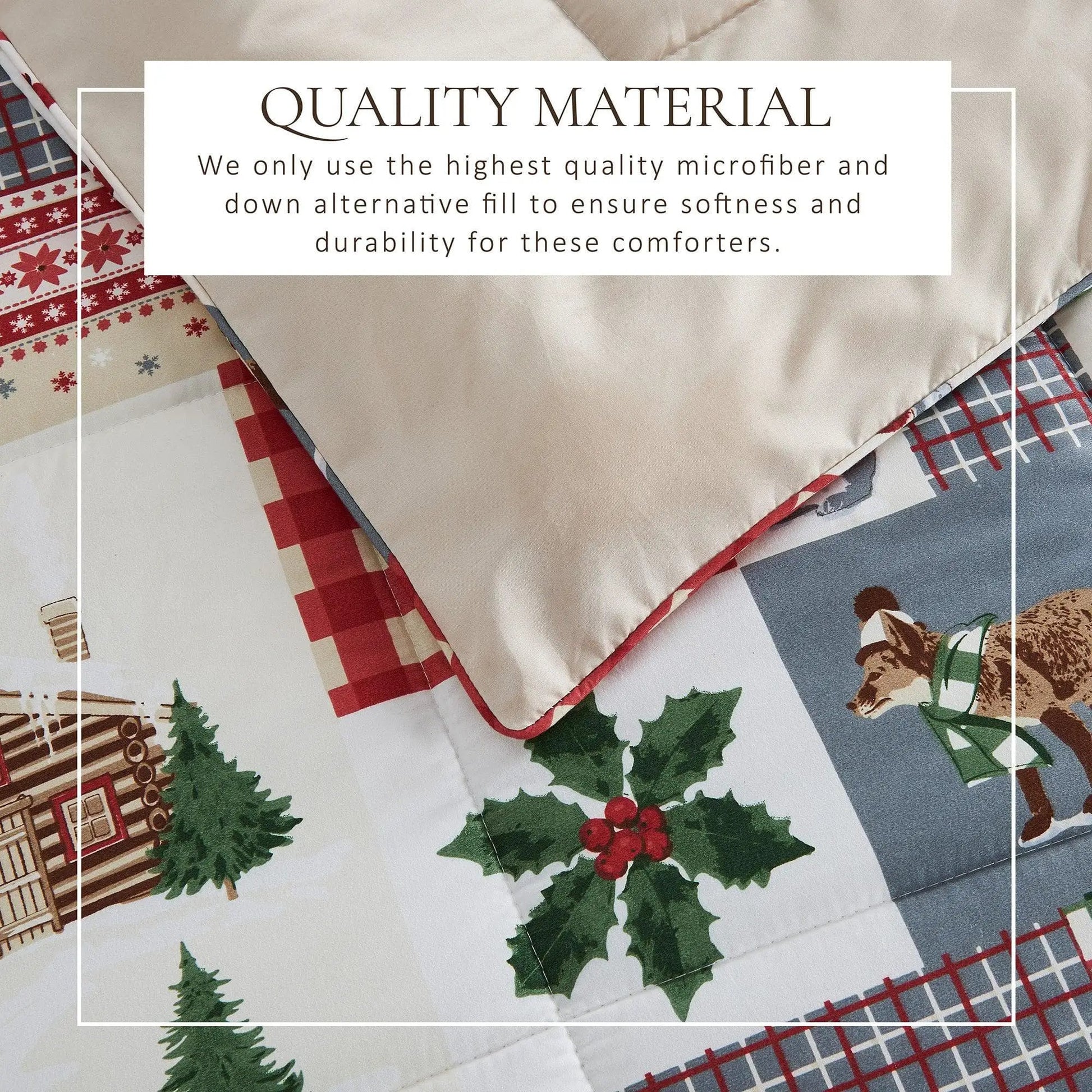 Reversible Christmas Comforter and Sham Set - Holiday / Lodge Odette Collection from PriceLows™