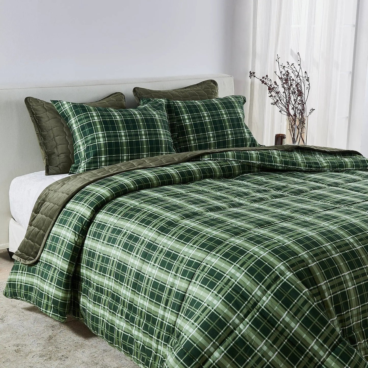 Reversible Christmas Comforter and Sham Set - Holiday / Lodge Odette Collection from PriceLows™