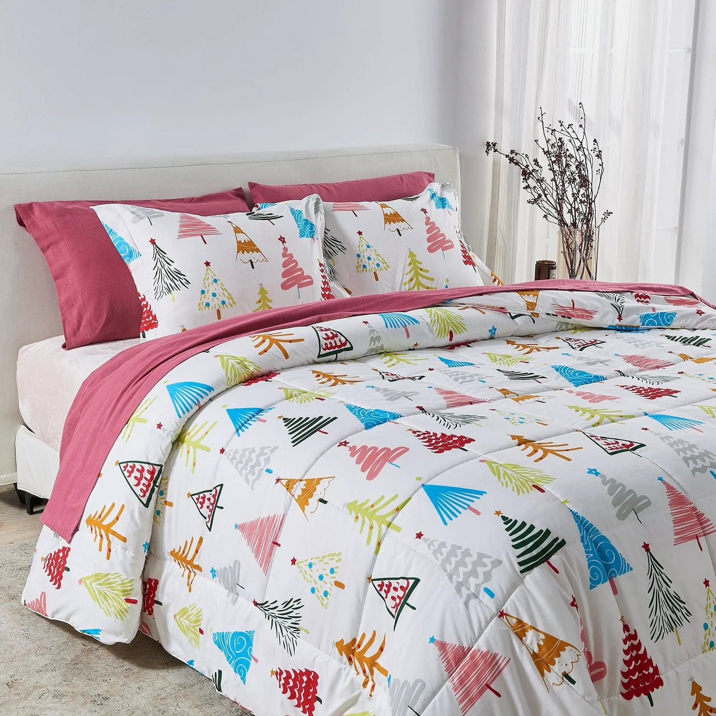 Reversible Christmas Comforter and Sham Set - Holiday / Lodge Odette Collection from PriceLows™