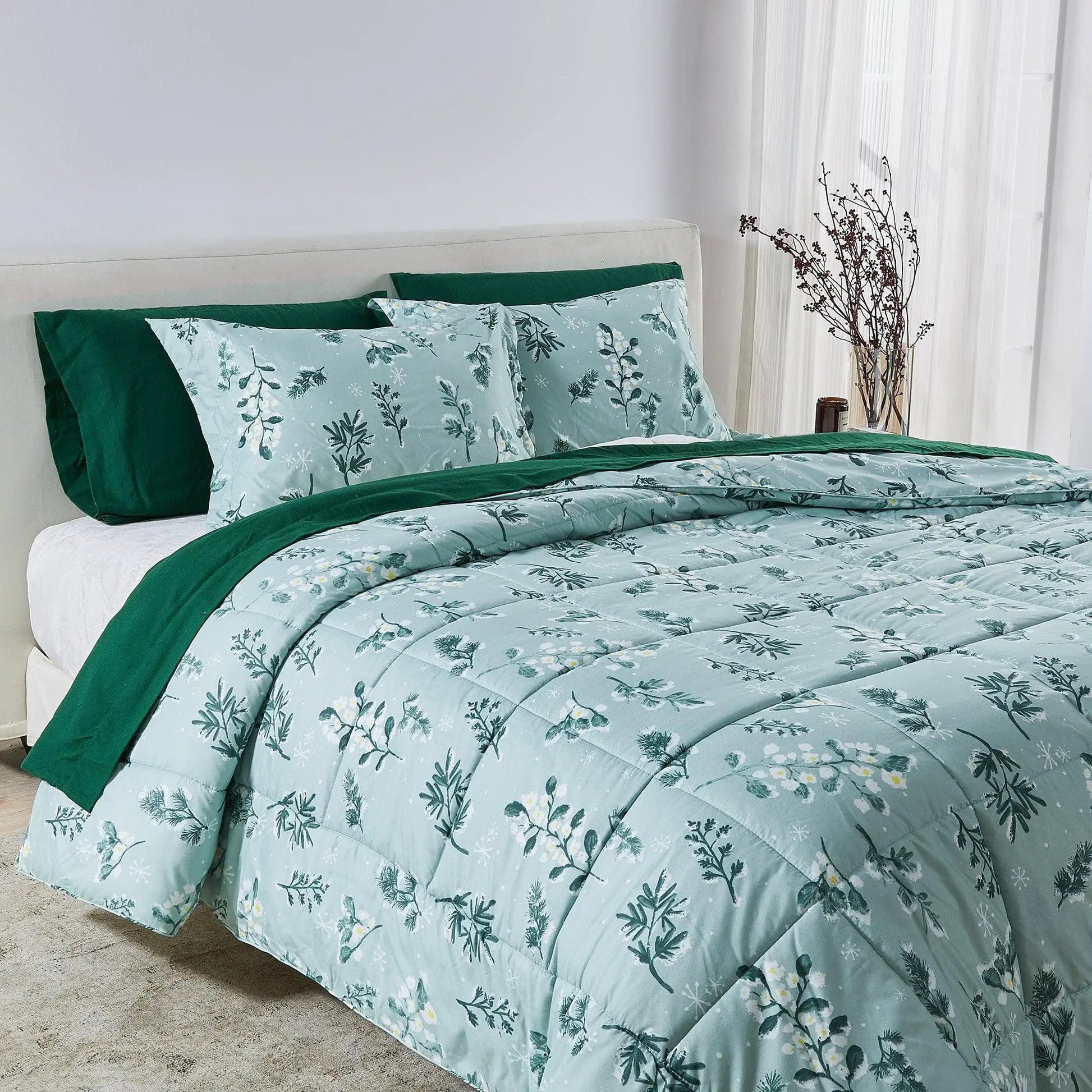 Reversible Christmas Comforter and Sham Set - Holiday / Lodge Odette Collection from PriceLows™