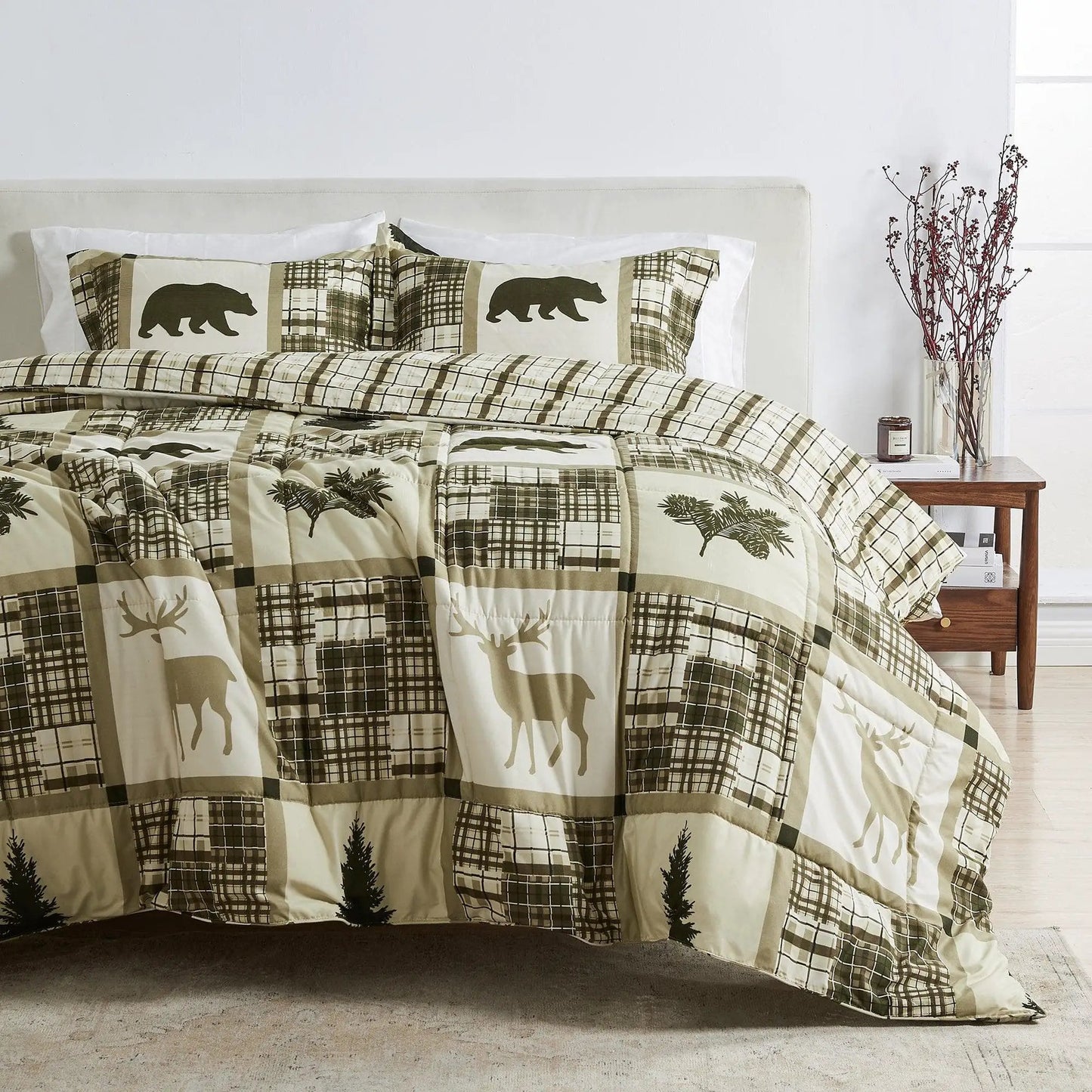 Reversible Christmas Comforter and Sham Set - Holiday / Lodge Odette Collection from PriceLows™