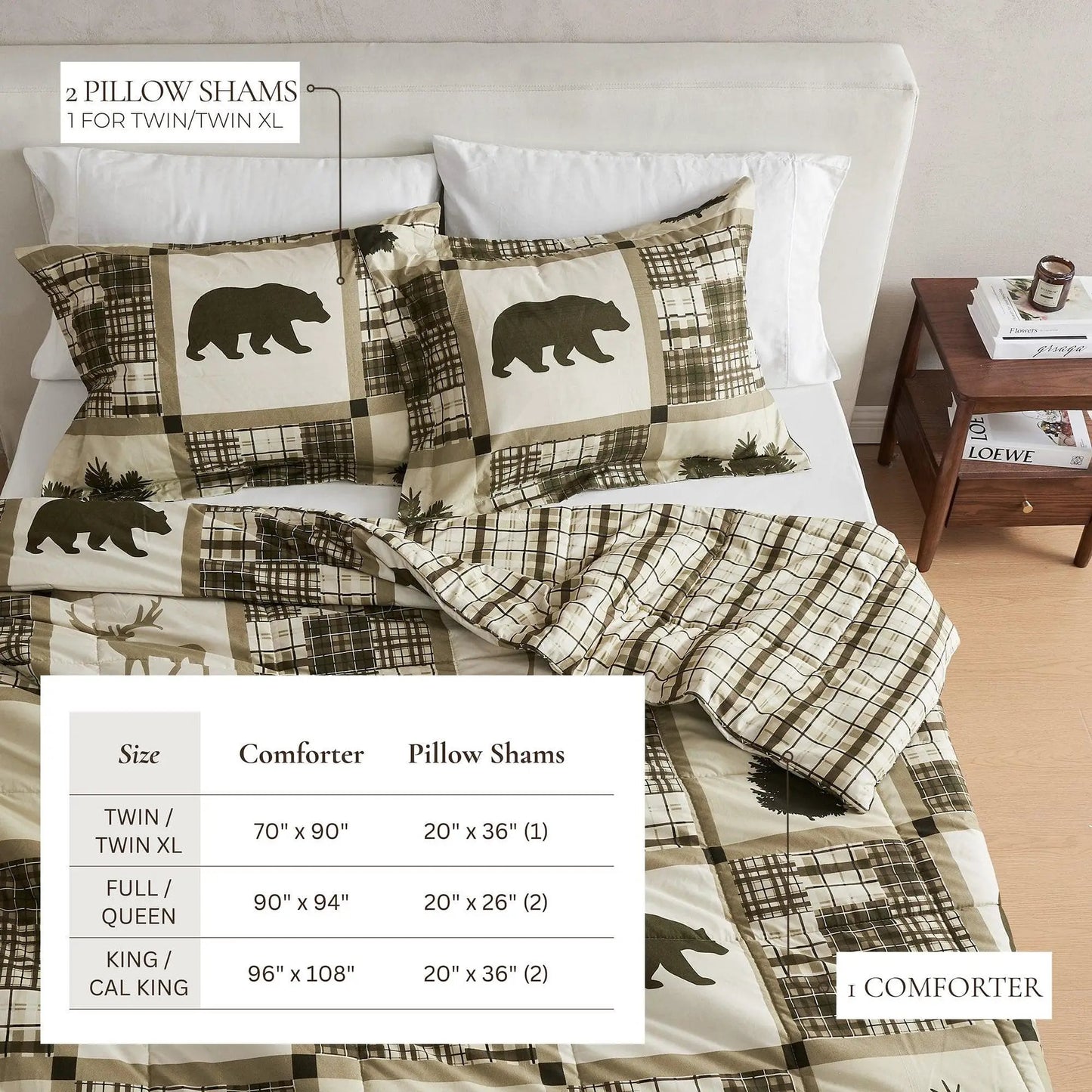 Reversible Christmas Comforter and Sham Set - Holiday / Lodge Odette Collection from PriceLows™