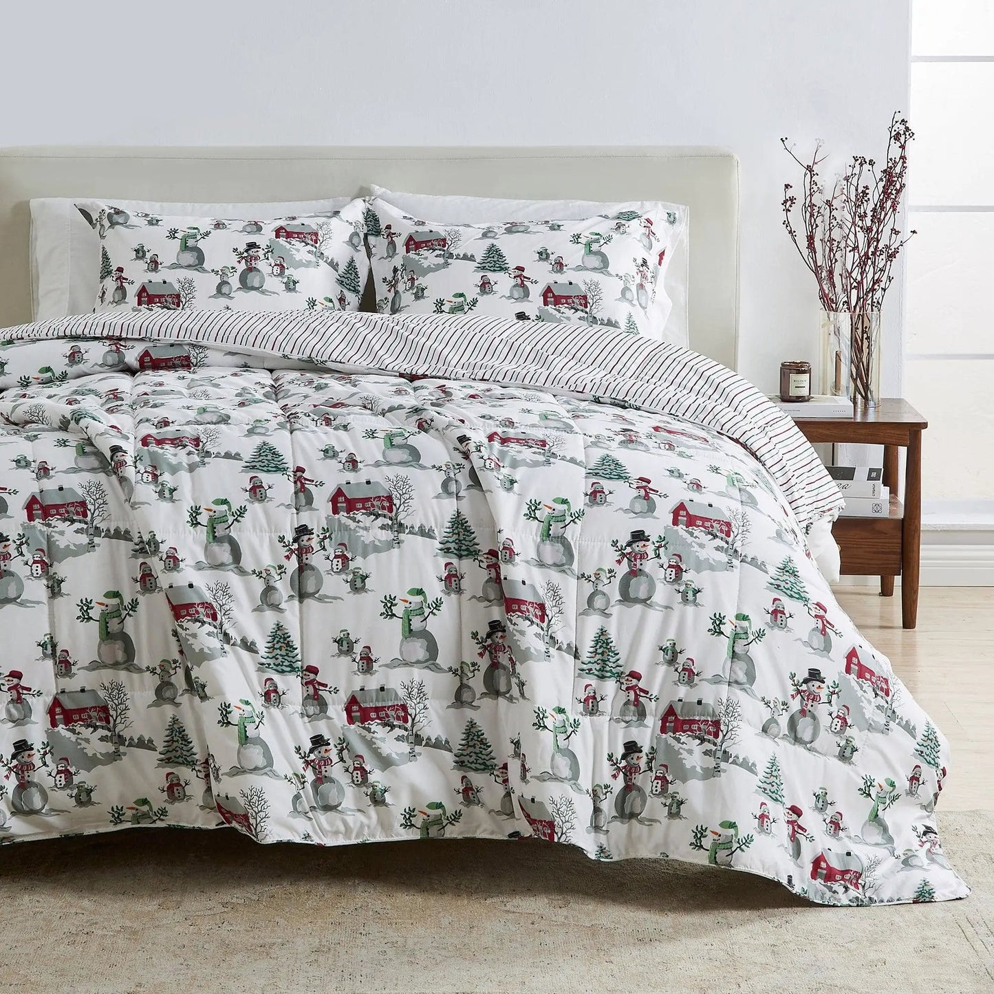 Reversible Christmas Comforter and Sham Set - Holiday / Lodge Odette Collection from PriceLows™