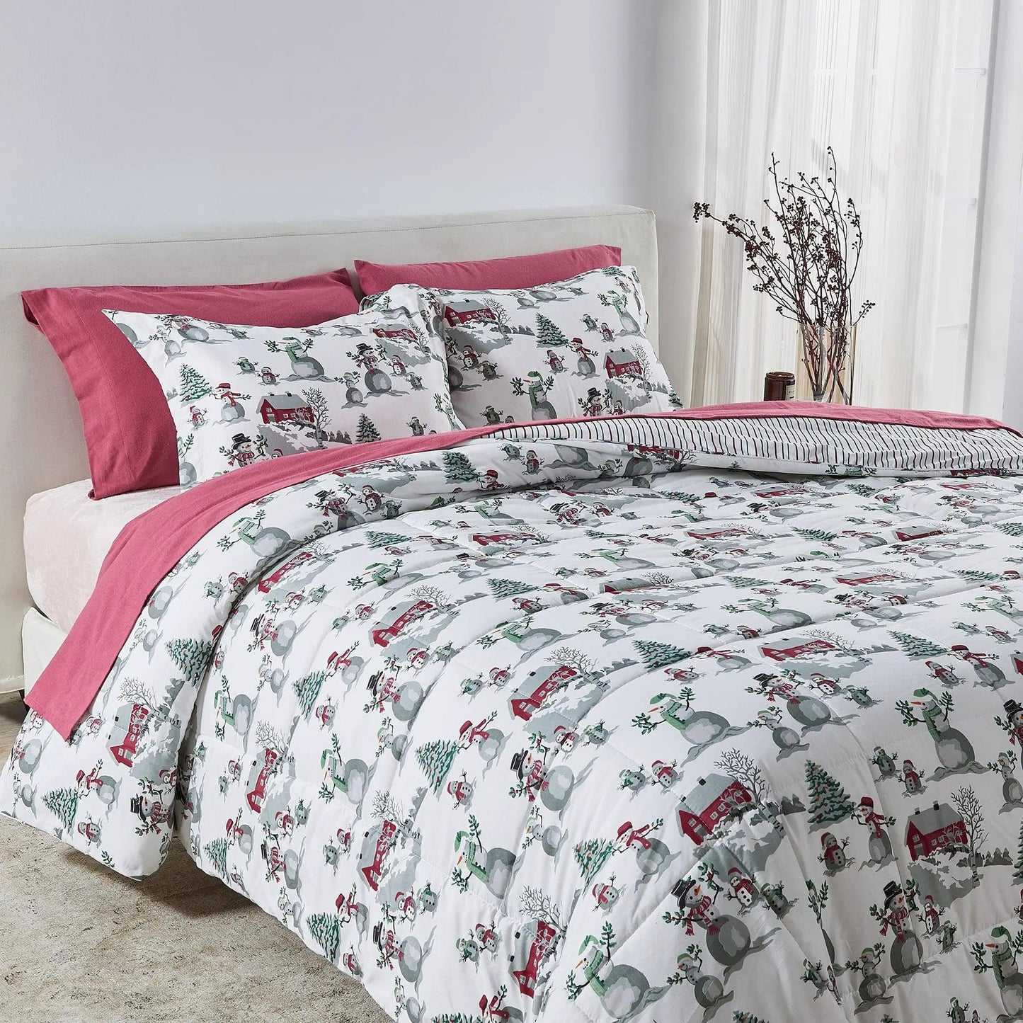 Reversible Christmas Comforter and Sham Set - Holiday / Lodge Odette Collection from PriceLows™