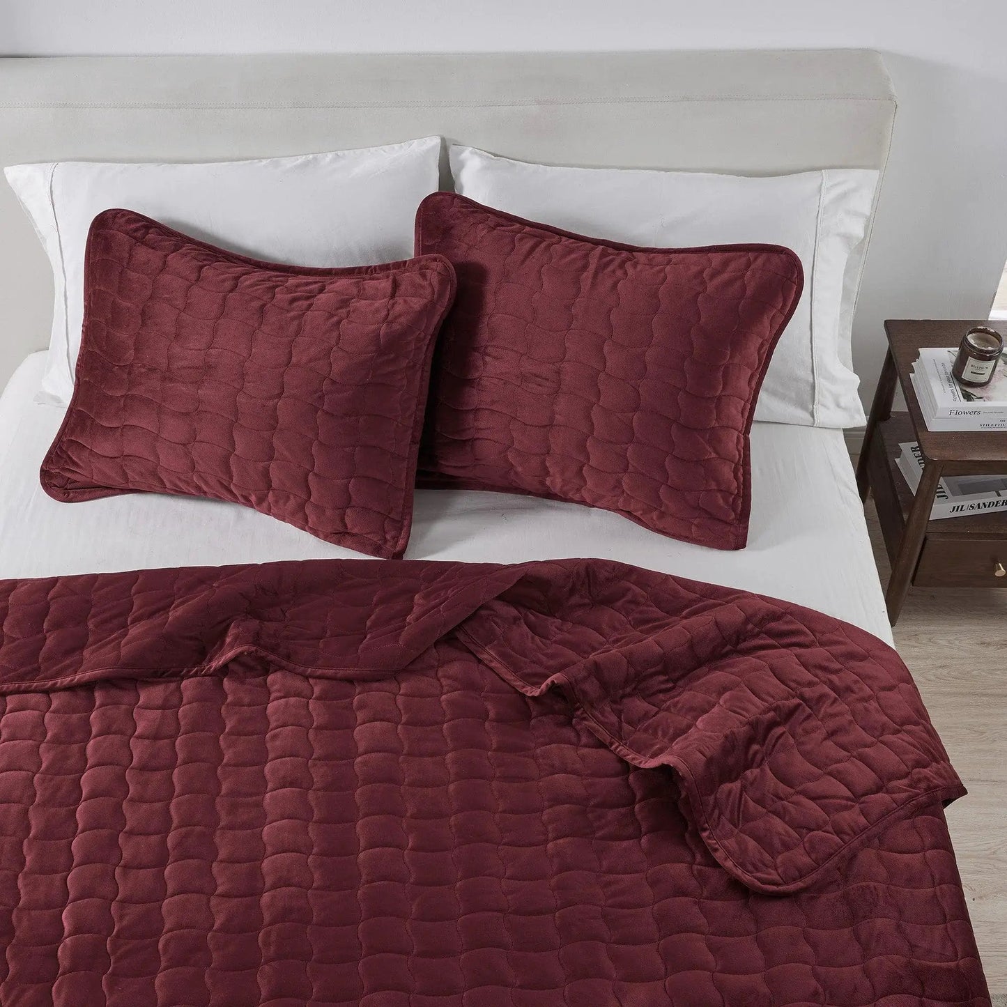 Velvet Box-Stitched Quilt Set - Vivica Collection from PriceLows™