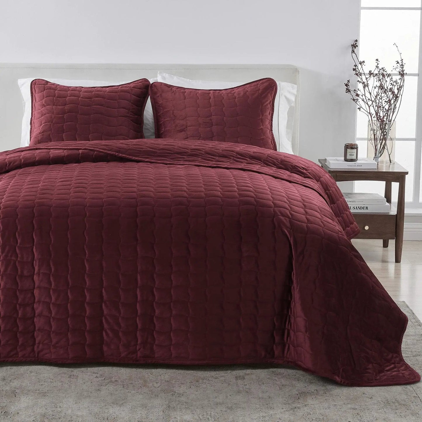 Velvet Box-Stitched Quilt Set - Vivica Collection from PriceLows™