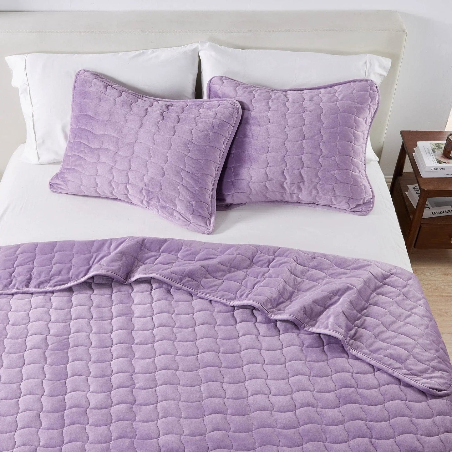 Velvet Box-Stitched Quilt Set - Vivica Collection from PriceLows™