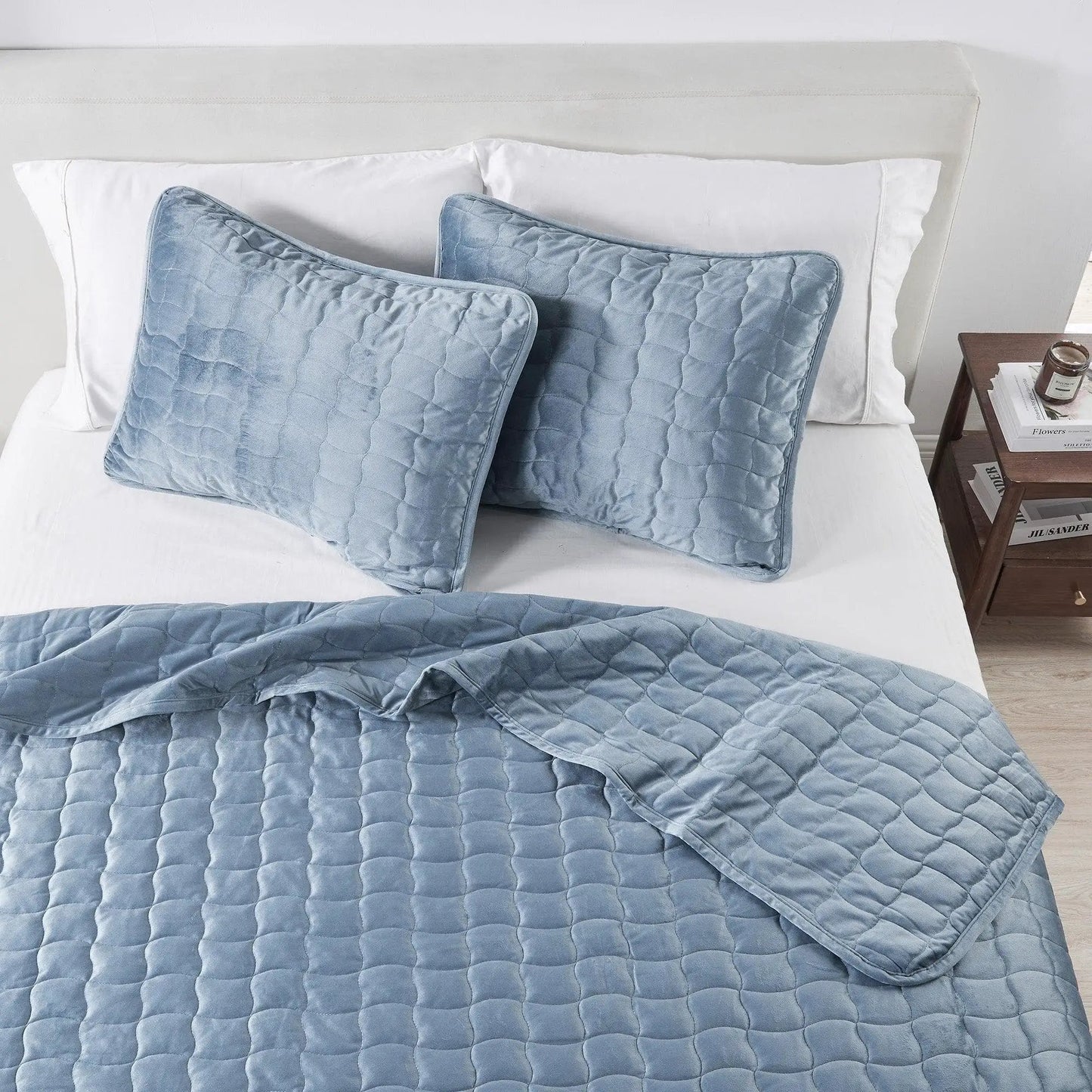 Velvet Box-Stitched Quilt Set - Vivica Collection from PriceLows™