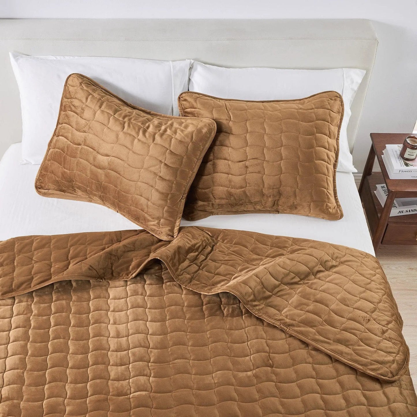 Velvet Box-Stitched Quilt Set - Vivica Collection from PriceLows™