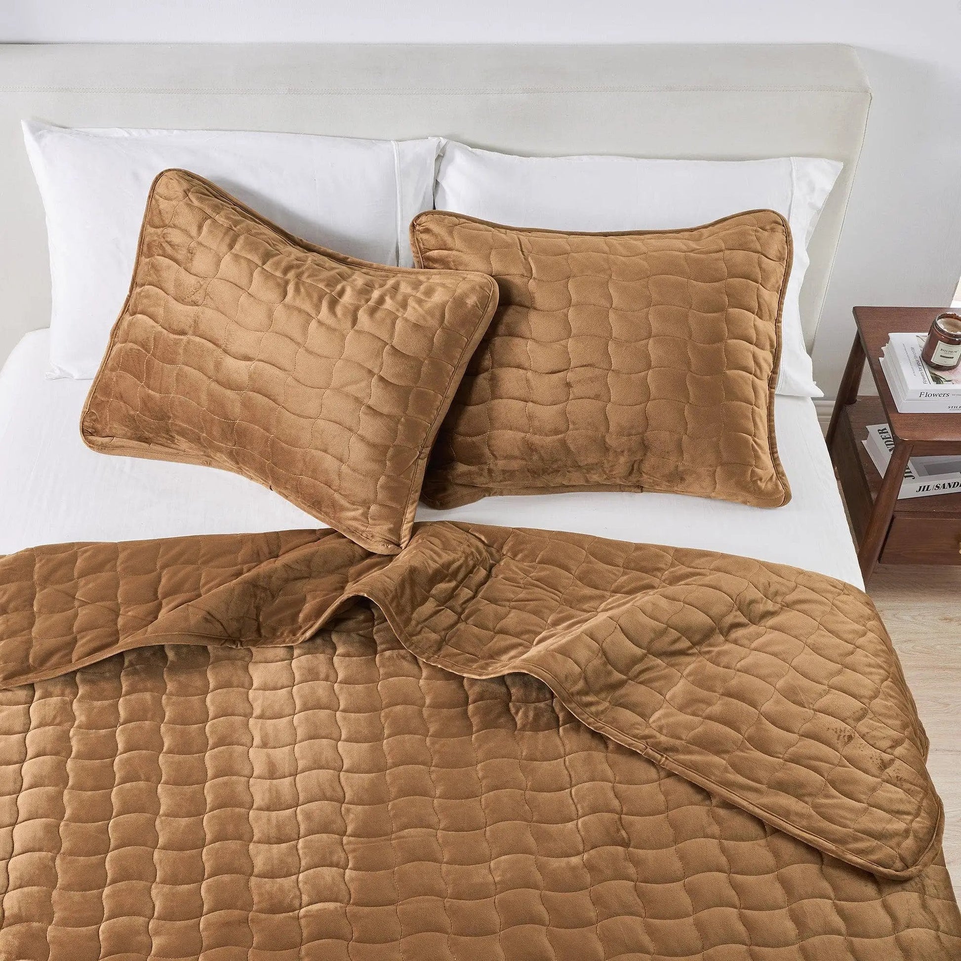 Velvet Box-Stitched Quilt Set - Vivica Collection from PriceLows™