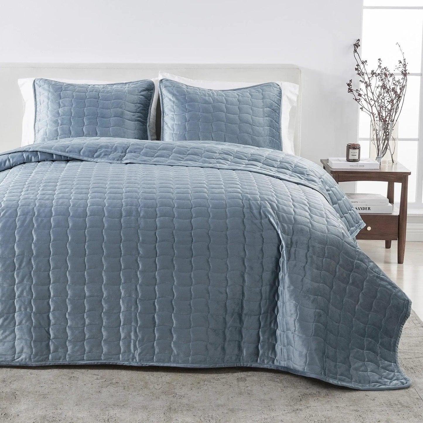 Velvet Box-Stitched Quilt Set - Vivica Collection from PriceLows™