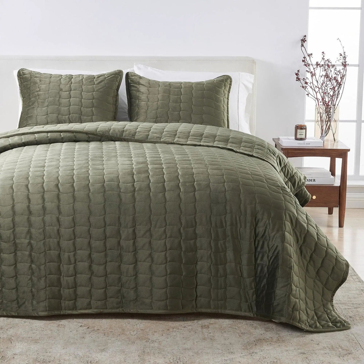 Velvet Box-Stitched Quilt Set - Vivica Collection from PriceLows™