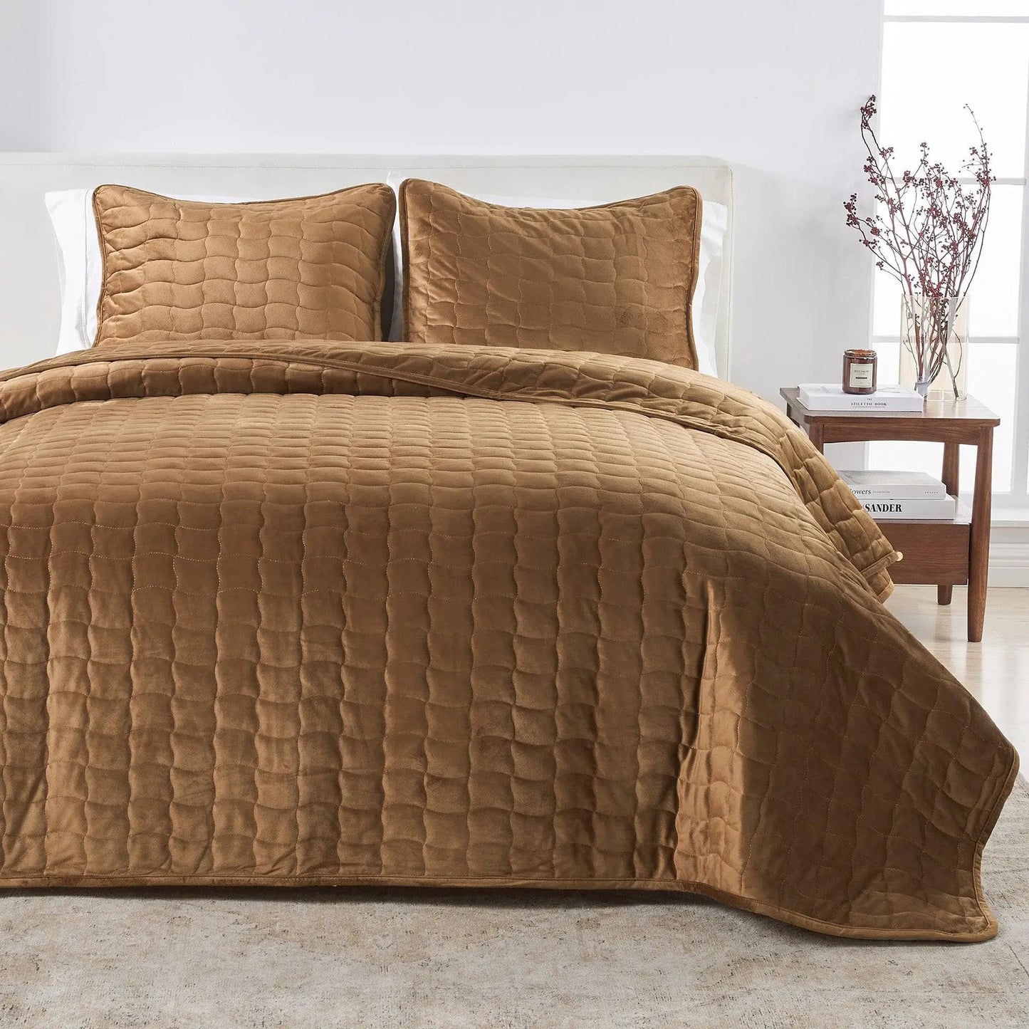 Velvet Box-Stitched Quilt Set - Vivica Collection from PriceLows™