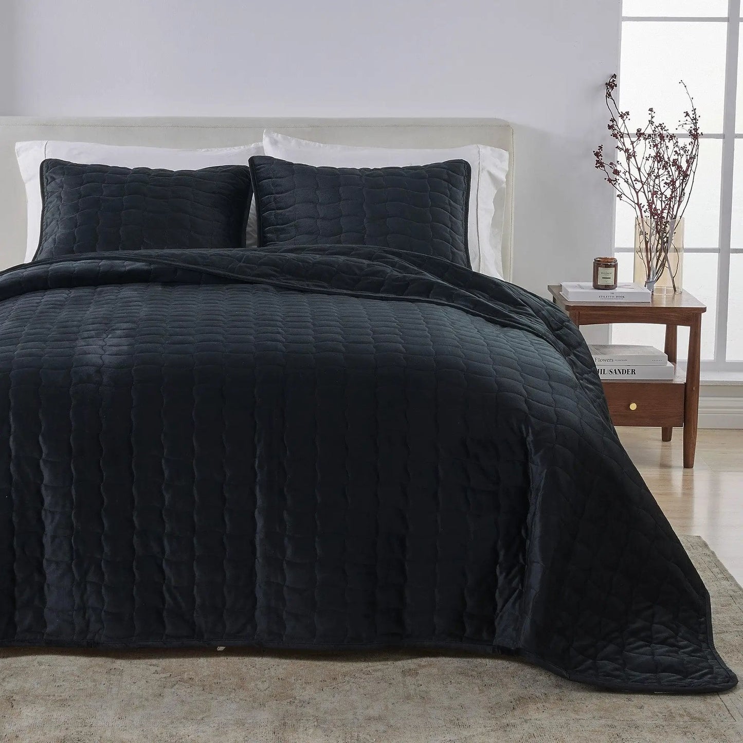 Velvet Box-Stitched Quilt Set - Vivica Collection from PriceLows™