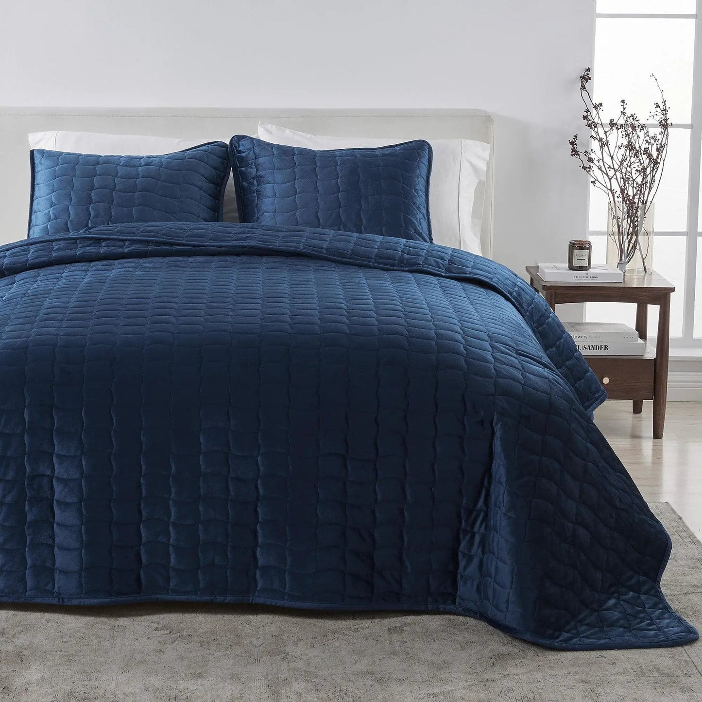 Velvet Box-Stitched Quilt Set - Vivica Collection from PriceLows™