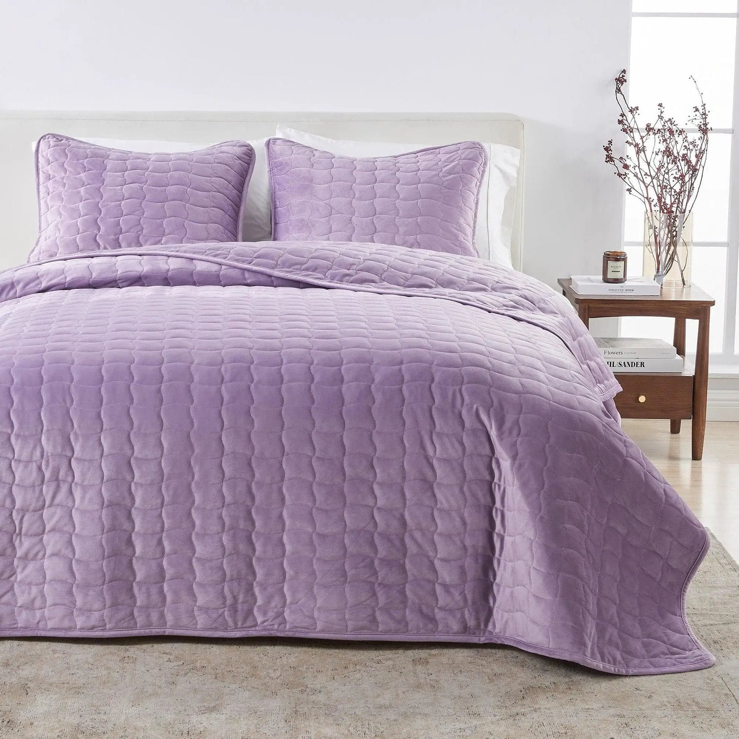 Velvet Box-Stitched Quilt Set - Vivica Collection from PriceLows™