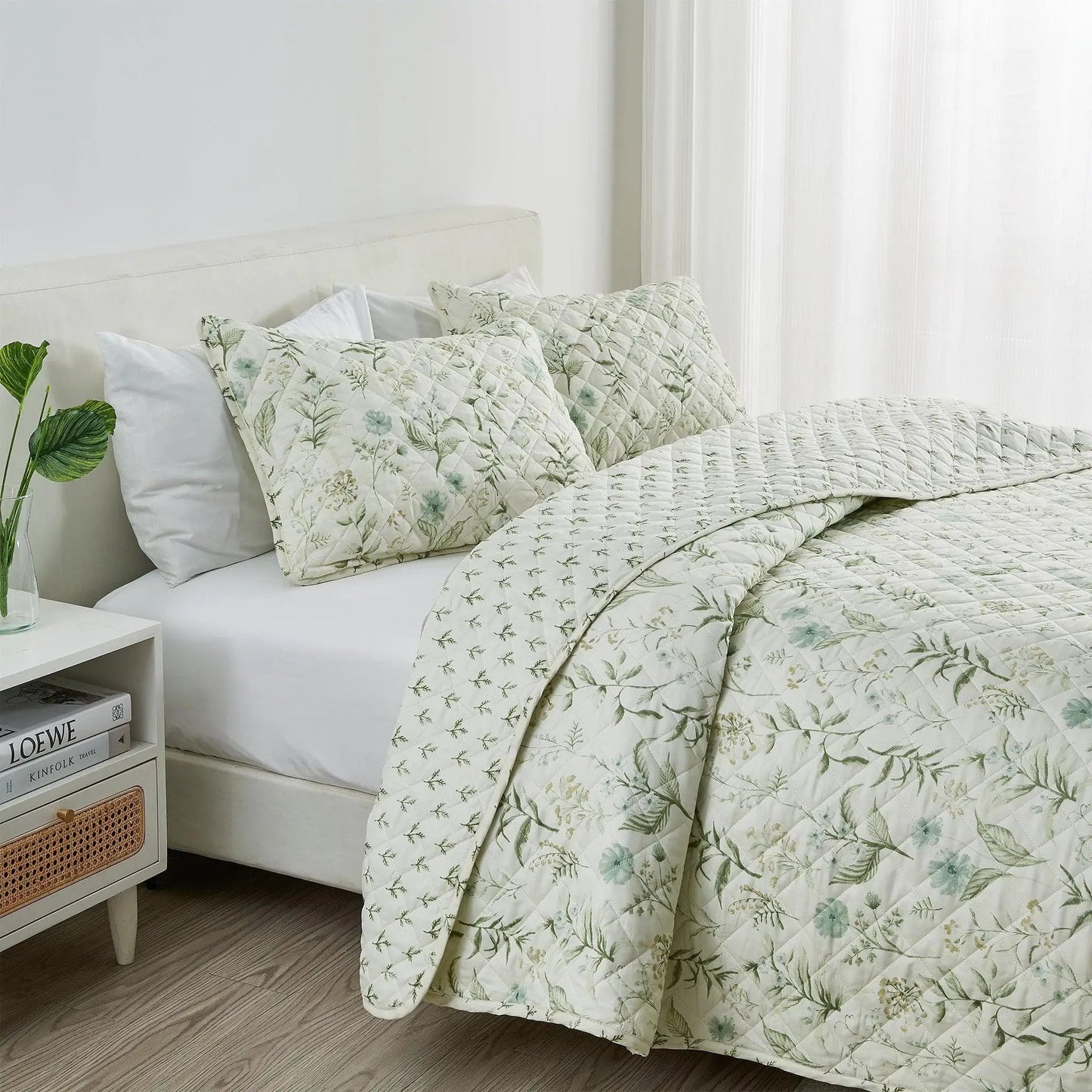 Floral Printed Microfiber Quilt Set - Glyndora Collection from PriceLows™