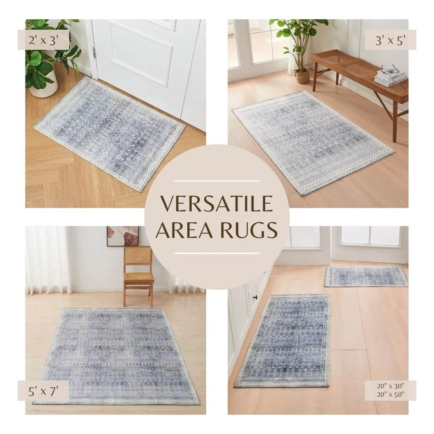 Distressed Moroccan Machine Washable Accent Rug 2' x 3' - Neve Collection from PriceLows™