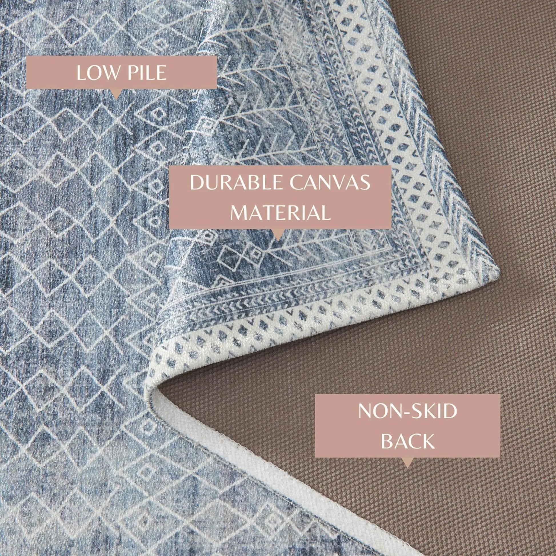 Distressed Moroccan Machine Washable Accent Rug 2' x 3' - Neve Collection from PriceLows™