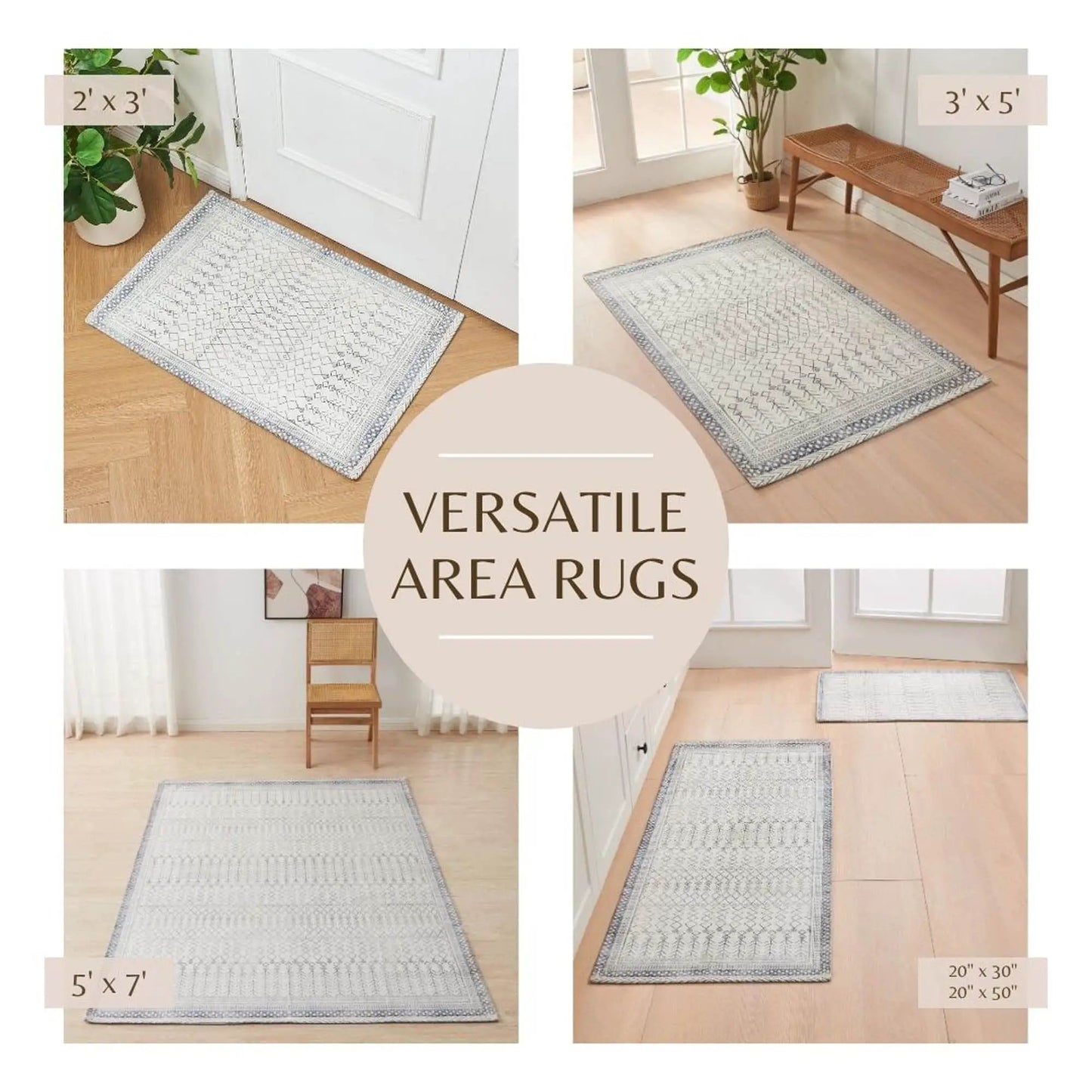 Distressed Moroccan Machine Washable Accent Rug 2' x 3' - Neve Collection from PriceLows™