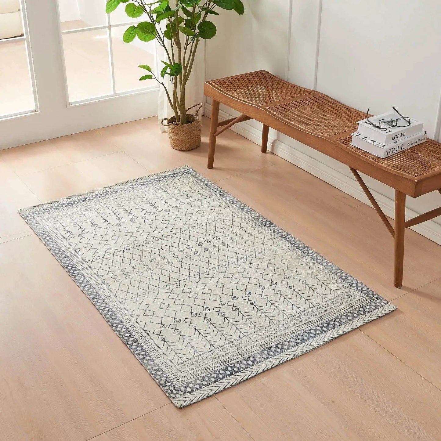 Distressed Moroccan Machine Washable Accent Area Rug 3' x 5' - Neve Collection from PriceLows™