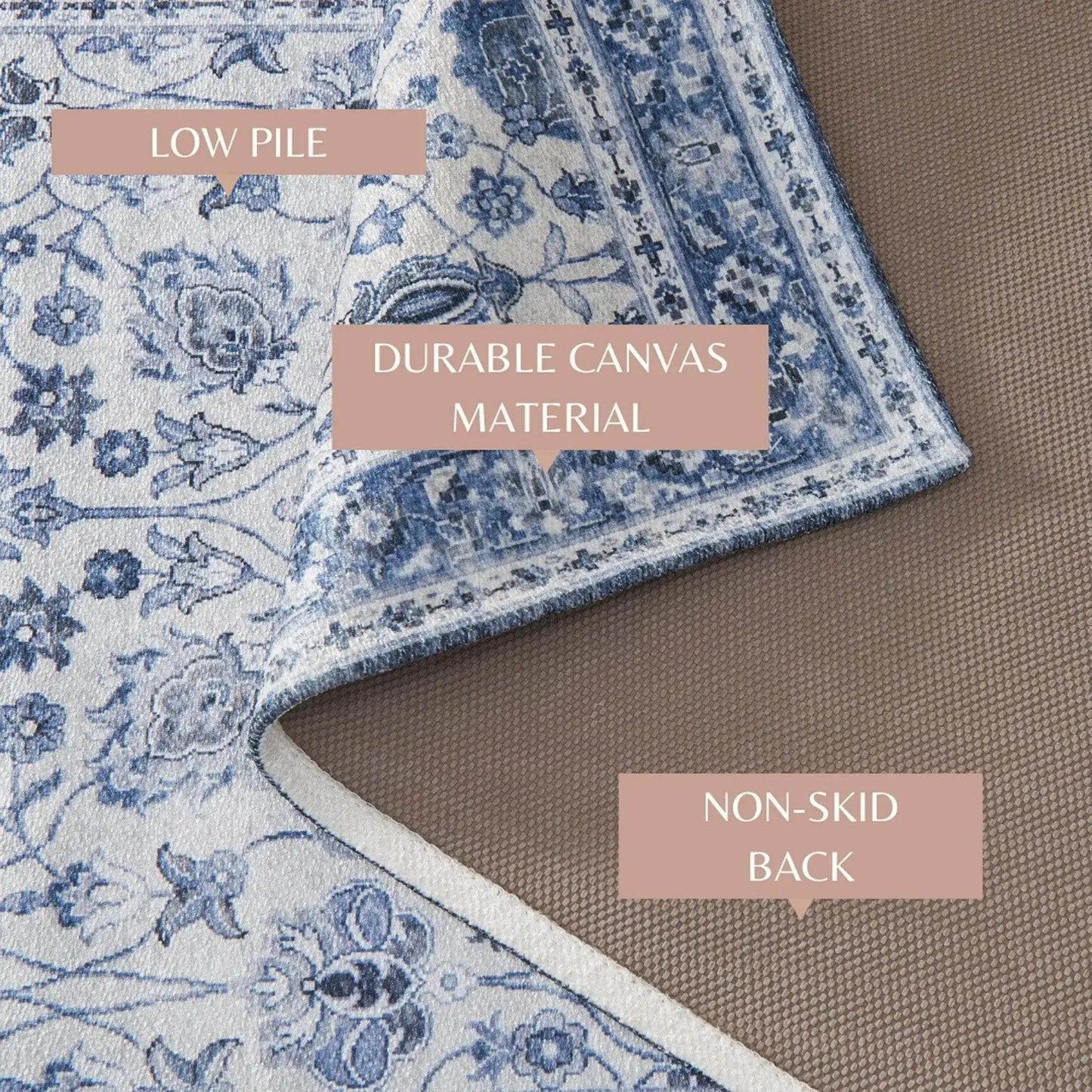 Floral Machine Washable Accent Area Rug & Runner 2 Pack - Matra Collection from PriceLows™