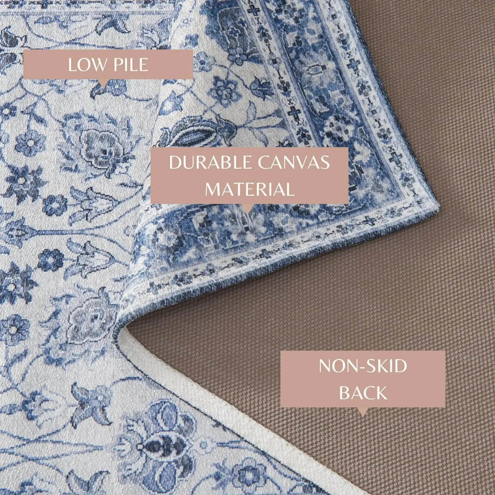Floral Machine Washable Accent Area Rug & Runner 2 Pack - Matra Collection from PriceLows™