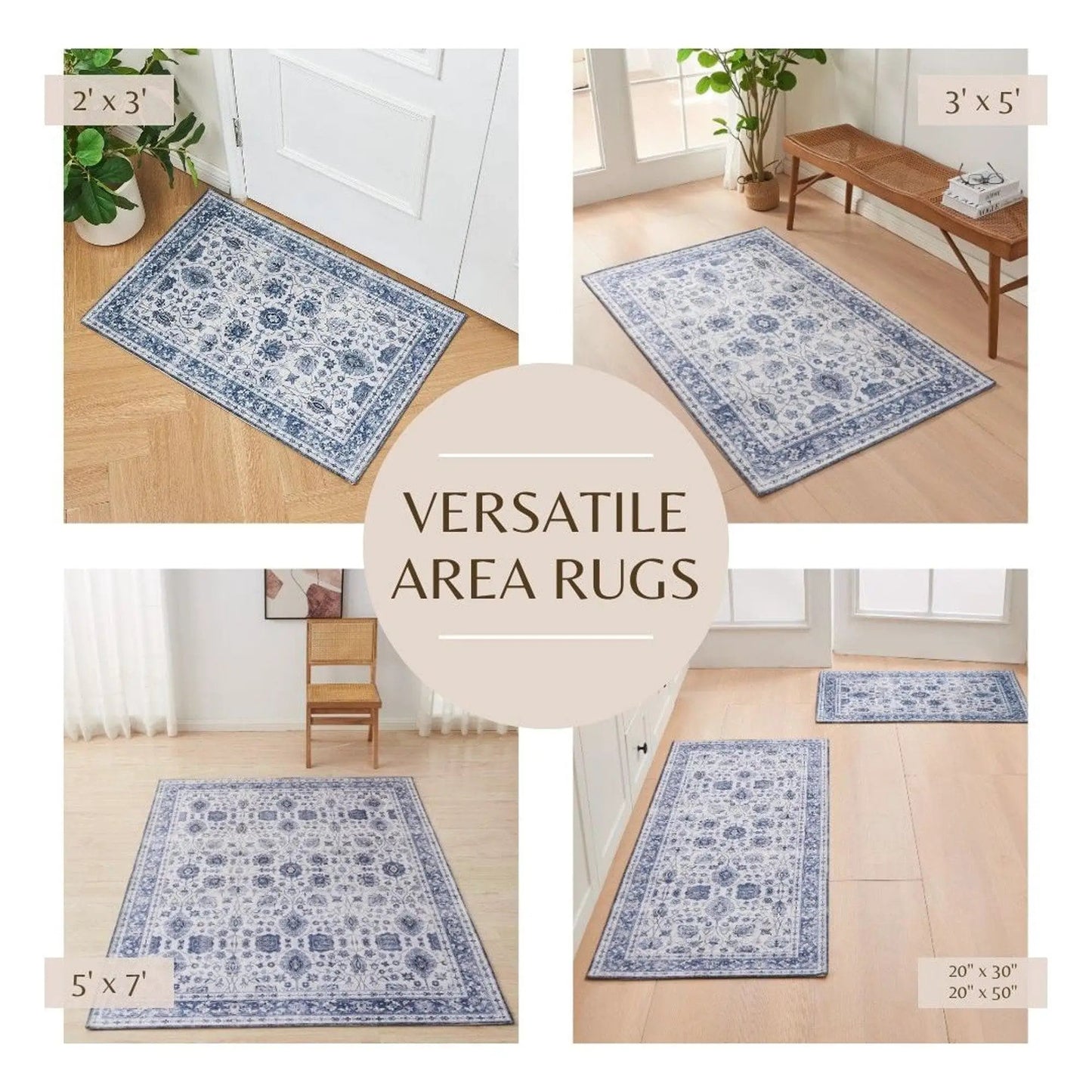 Floral Machine Washable Accent Area Rug 5' x 7' - Matra Collection from PriceLows™