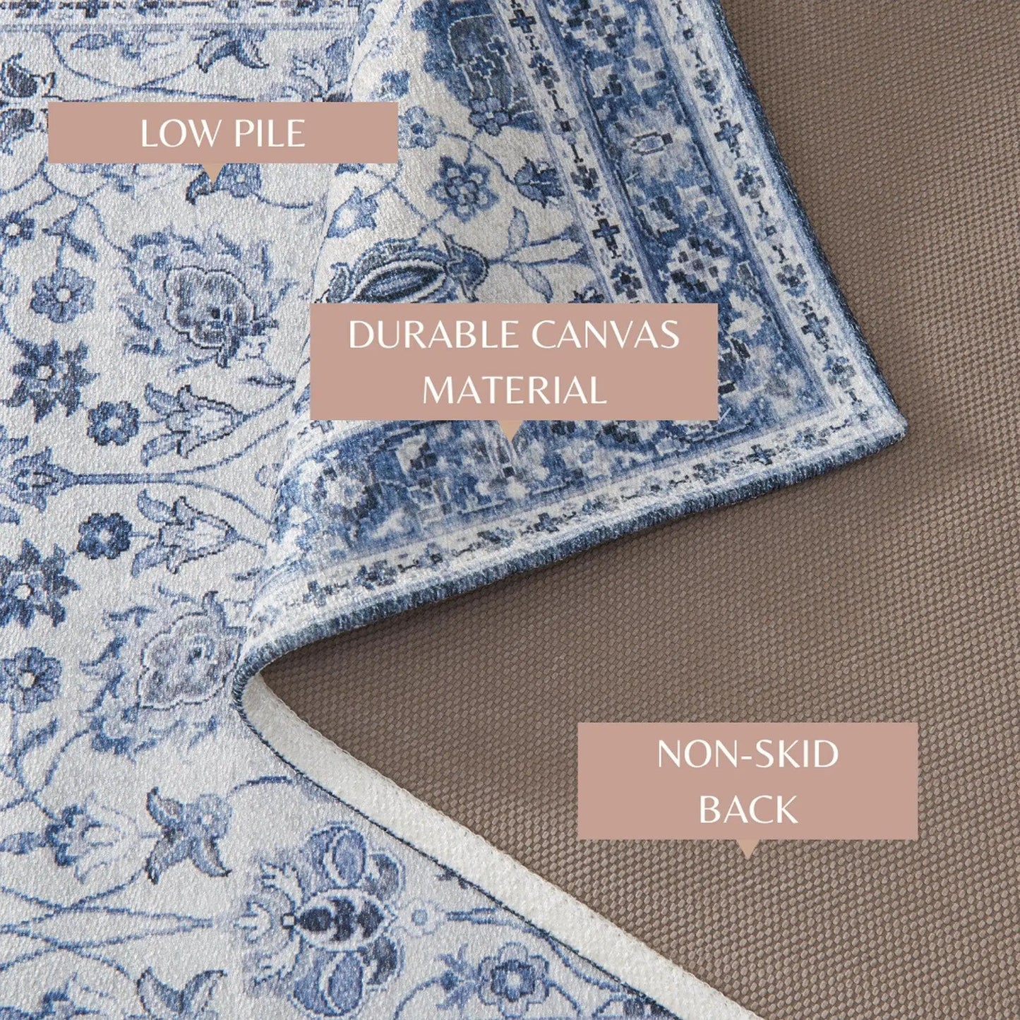 Floral Machine Washable Accent Area Rug 5' x 7' - Matra Collection from PriceLows™