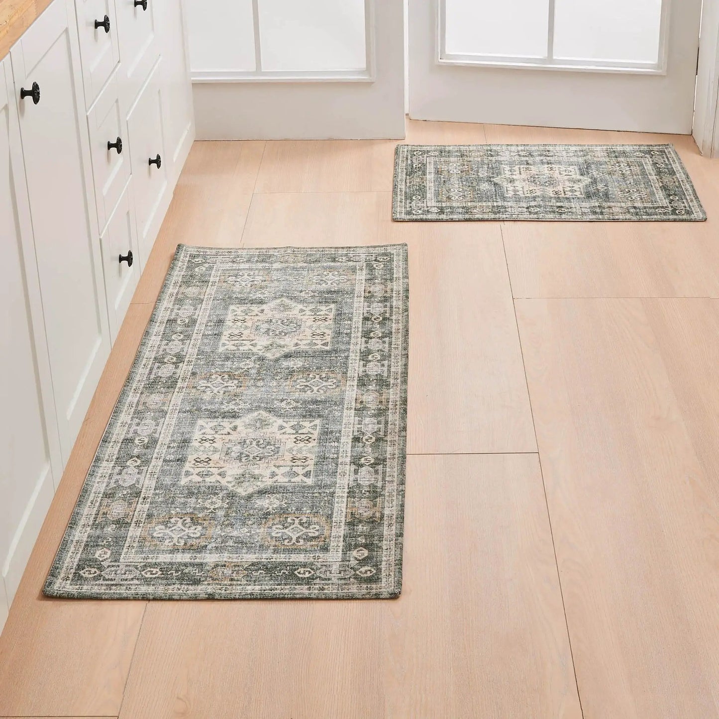 Medallion Machine Washable Accent Area Rug & Runner 2 Pack - Nava Collection from PriceLows™