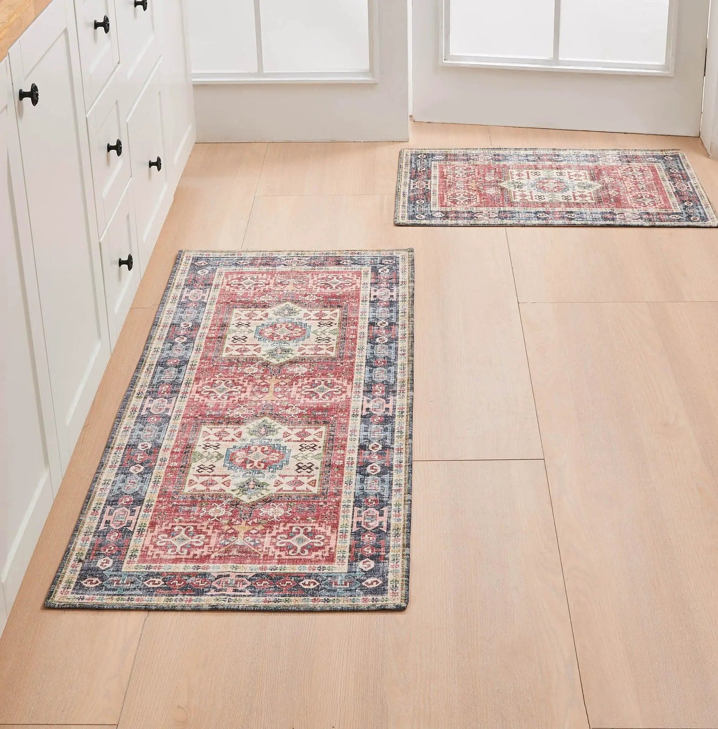 Medallion Machine Washable Accent Area Rug & Runner 2 Pack - Nava Collection from PriceLows™