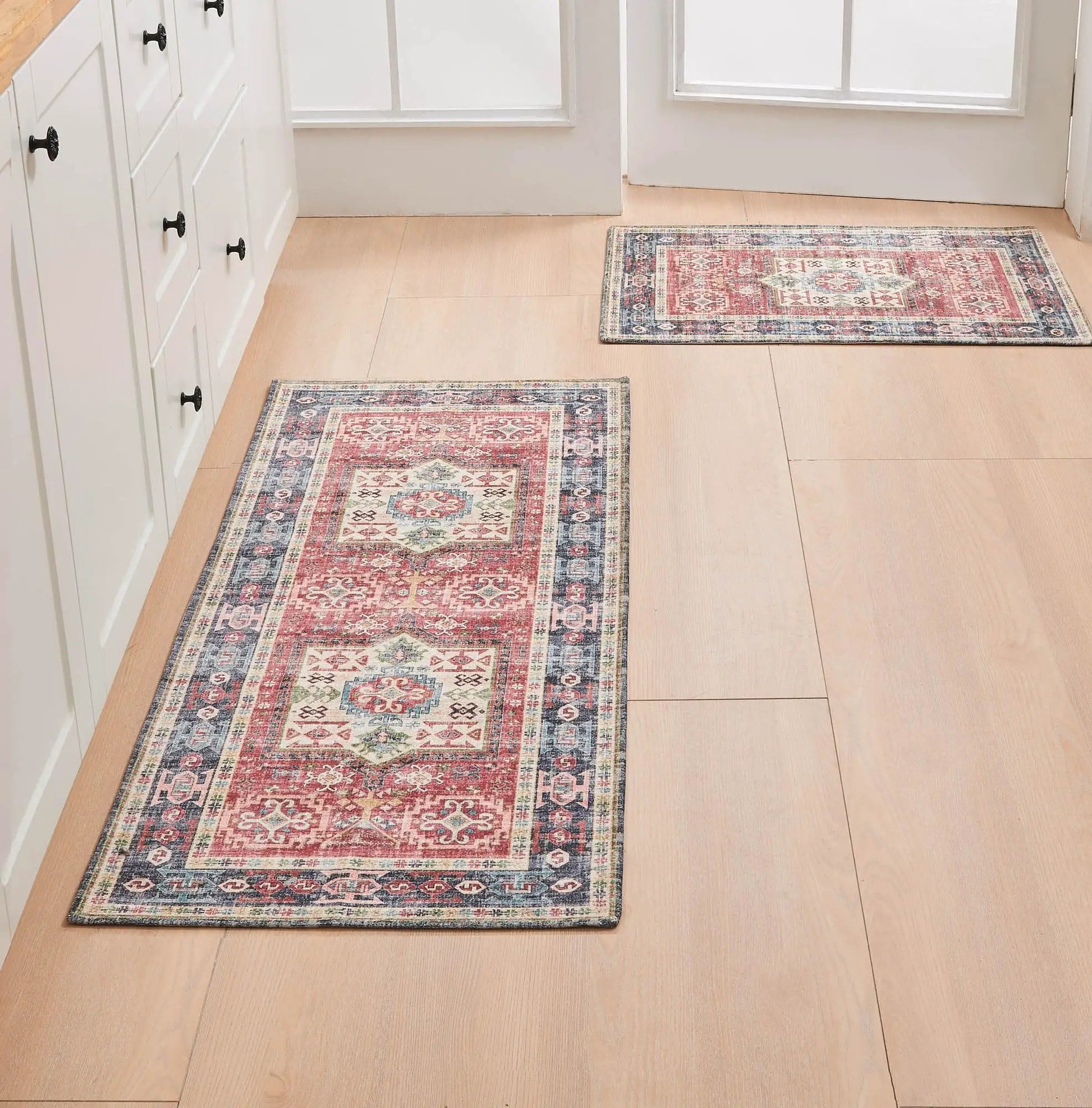 Medallion Machine Washable Accent Area Rug & Runner 2 Pack - Nava Collection from PriceLows™