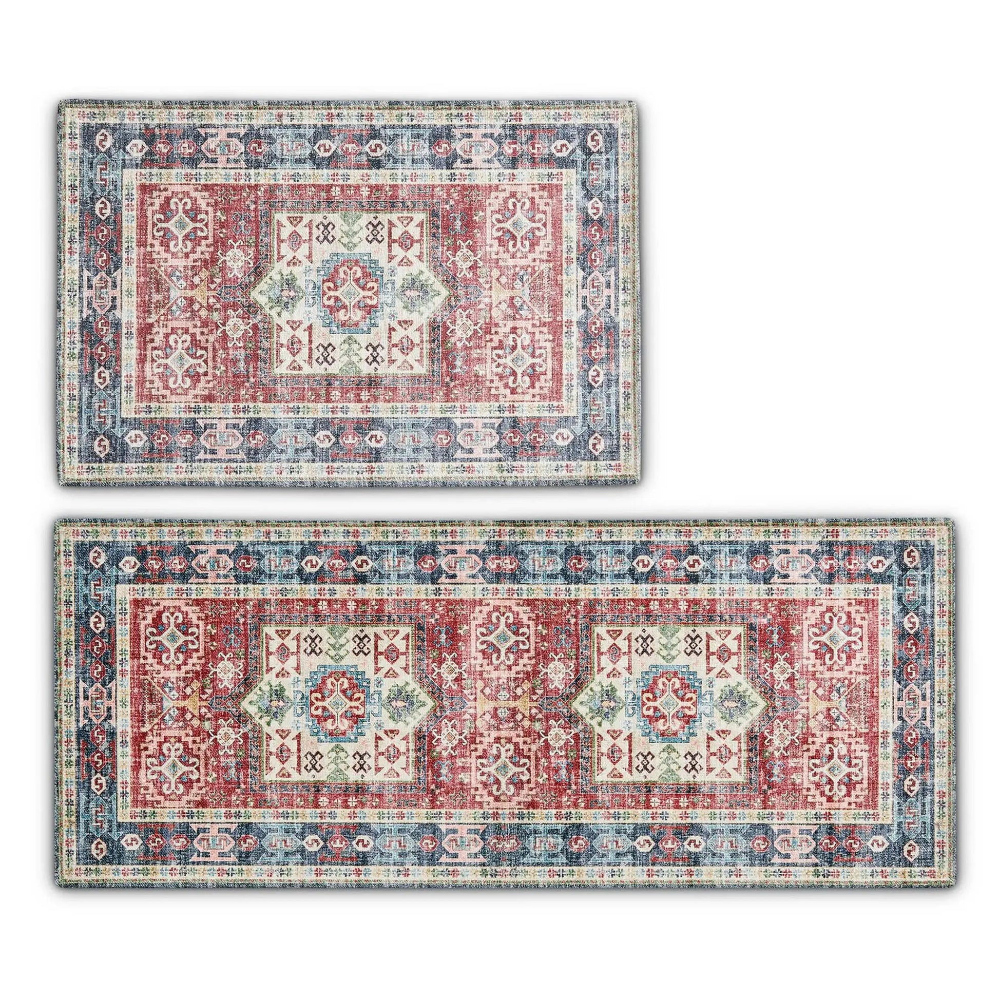 Medallion Machine Washable Accent Area Rug & Runner 2 Pack - Nava Collection from PriceLows™