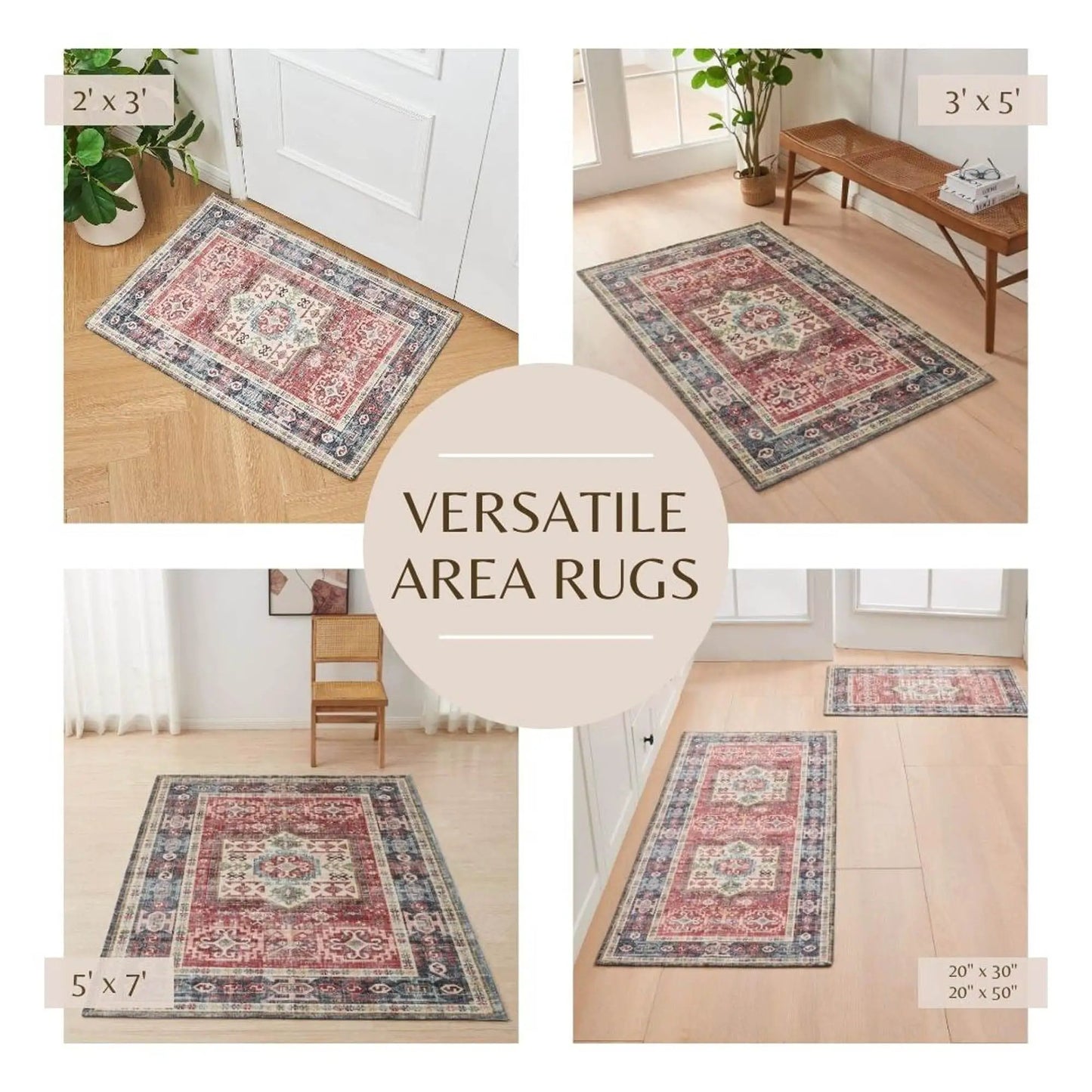 Medallion Machine Washable Accent Area Rug 5' x 7' - Nava Collection from PriceLows™