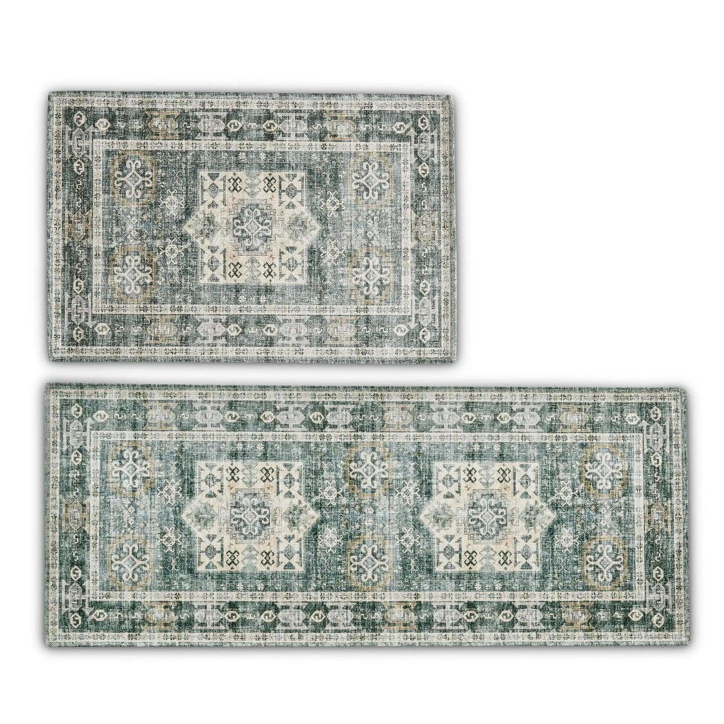 Medallion Machine Washable Accent Area Rug & Runner 2 Pack - Nava Collection from PriceLows™