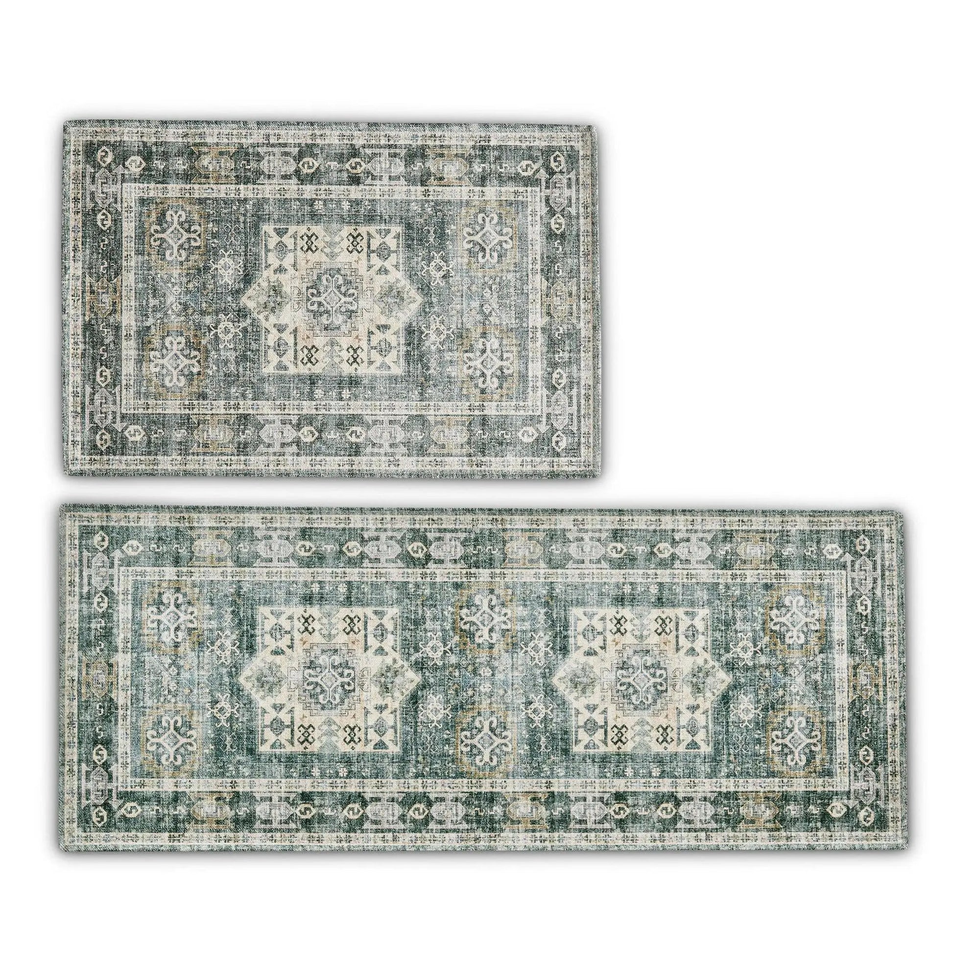 Medallion Machine Washable Accent Area Rug & Runner 2 Pack - Nava Collection from PriceLows™
