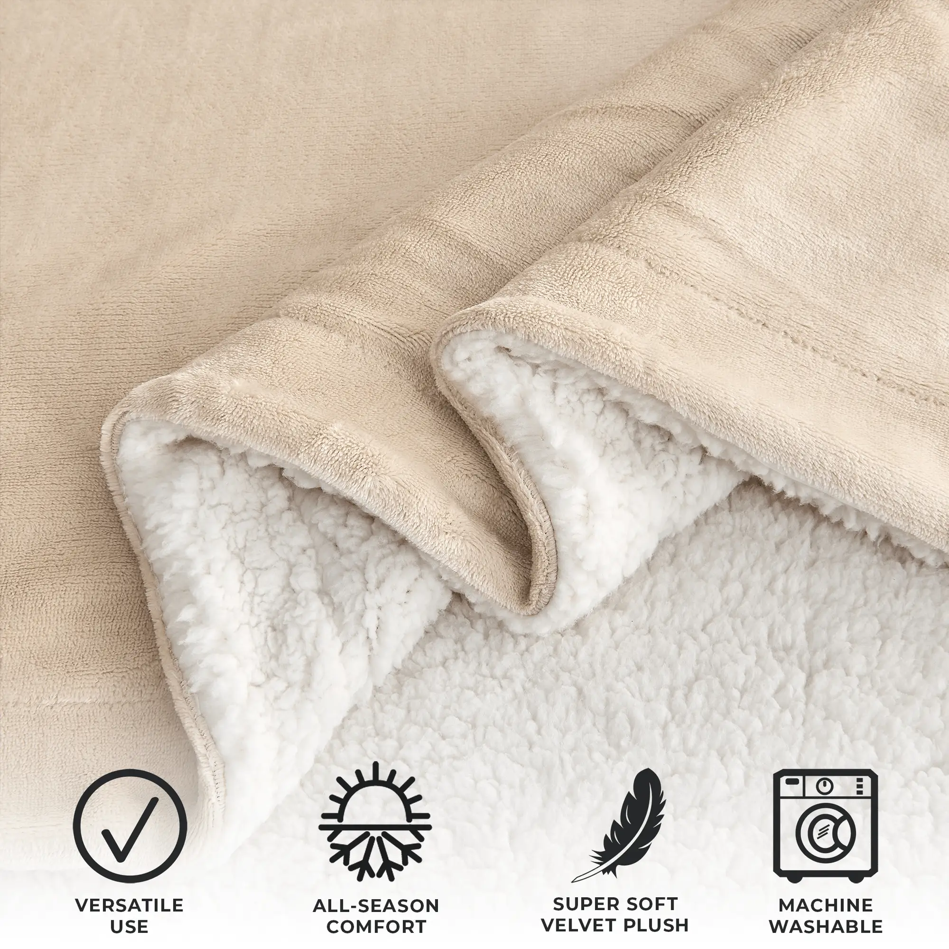 Velvet Plush Sherpa Luxury Bed Blanket - Kinsley Collection from PriceLows™