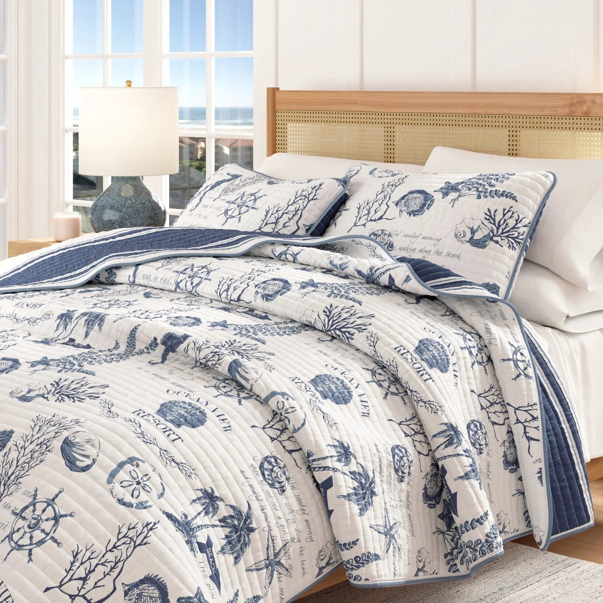 Coastal Printed Cotton Quilt Set - Calypso Collection from PriceLows™