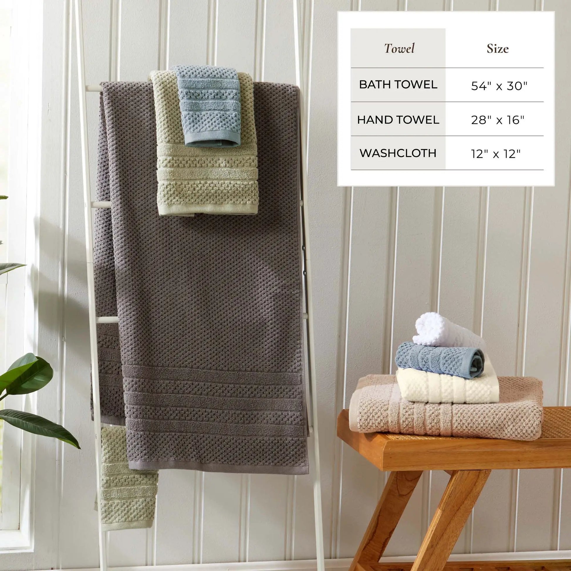 100% Cotton Checkered Jacquard Bath Towel Set - Giuliana Collection from PriceLows™