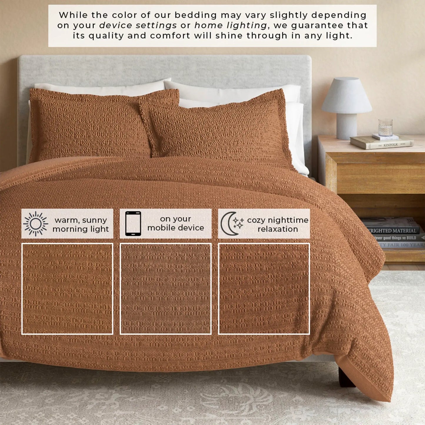 100% Cotton Honeycomb Waffle Duvet Set - Mattea Collection from PriceLows™