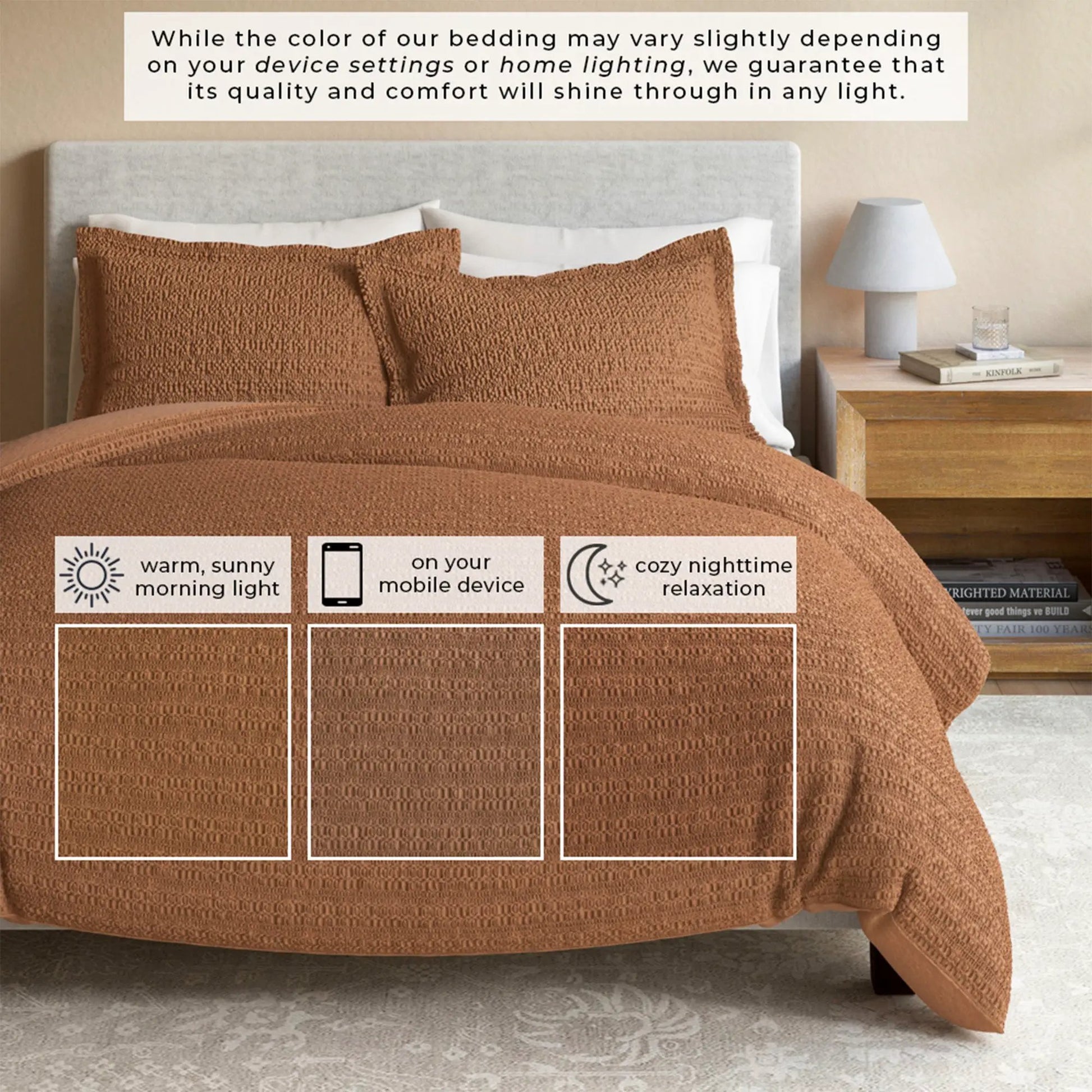 100% Cotton Honeycomb Waffle Duvet Set - Mattea Collection from PriceLows™