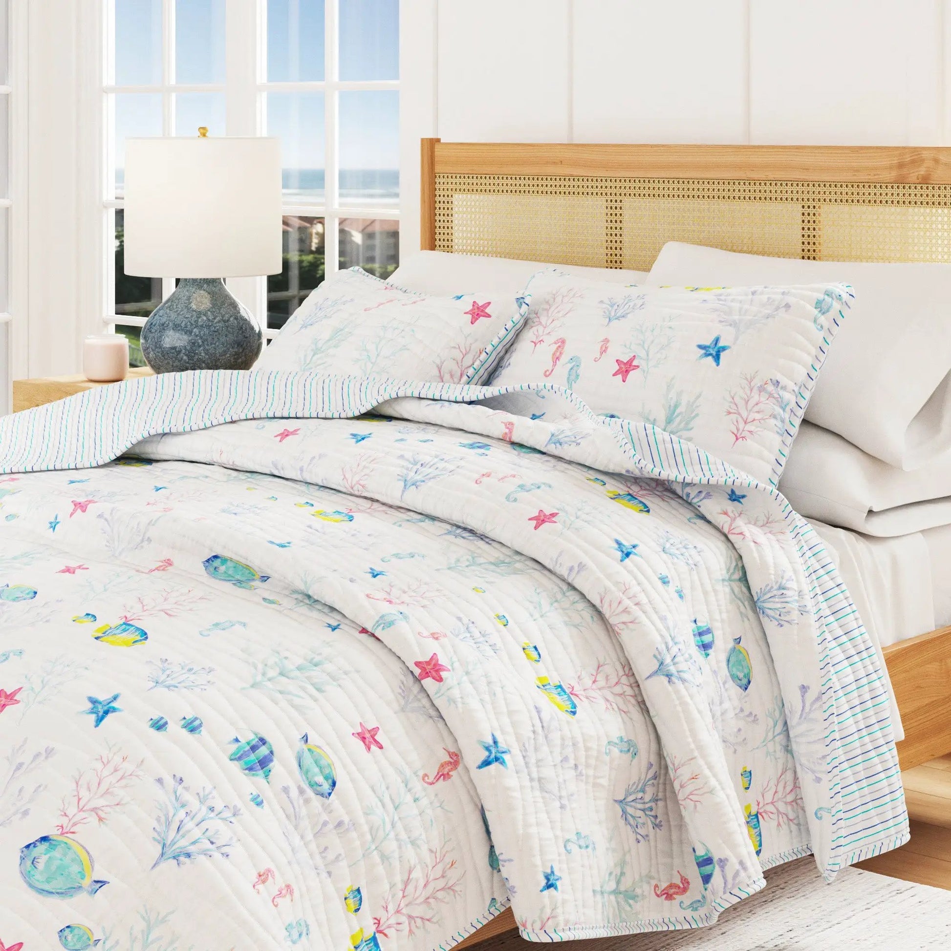 Colorful Coastal Seascape Quilt Set - Ryanne Collection from PriceLows™