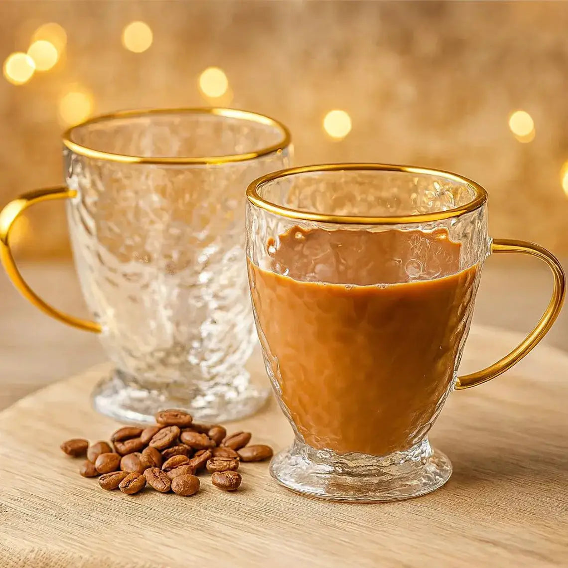 Glass Coffee Cups | Double Wall Design | Hammered Texture