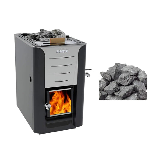 Harvia 20 ES Pro Wood Sauna Stove With Water Tank & Stauna Stones, 24.1KW | 24.1 kW | Glass | Sauna Heater