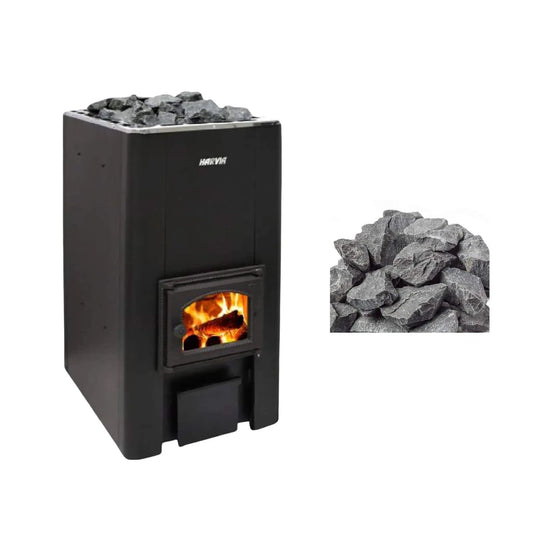 Harvia 50 40KW Black Floor Mount Wood-Burning Sauna Stove With Sauna Stones | 40 kW | Wood | Sauna Heater