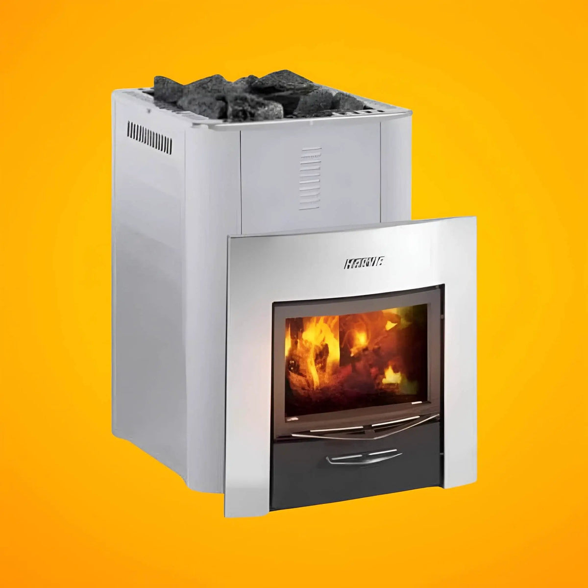 Harvia Duo Series Stainless Steel Wood Sauna Stove With Sauna Stones | Glass | Sauna Heater | Outdoor Living