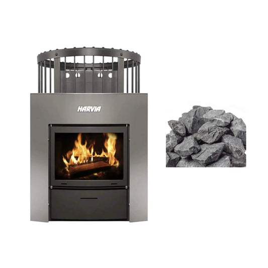 Harvia Legend Duo Wood Burning Sauna Stove/Fireplace Combo With Sauna Stones | Steel | Sauna Heater | Living Room